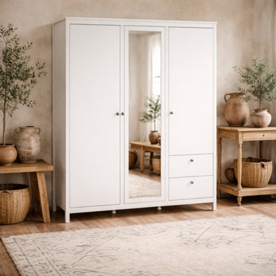 Wyld Haus Gossmere 3-Door White Wardrobe With Mirror And 2 Drawers from B&Q