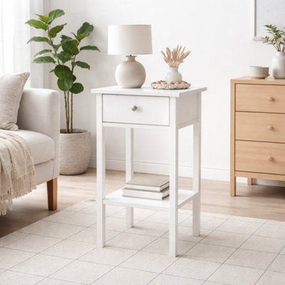 Wyld Haus Gossmere White Bedside Table1 Drawer Gloss Finish from B&Q