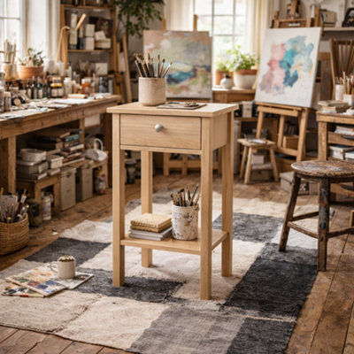 Wyld Haus Gossmere Hickory Oak Effect Bedside Table1 Drawer from B&Q