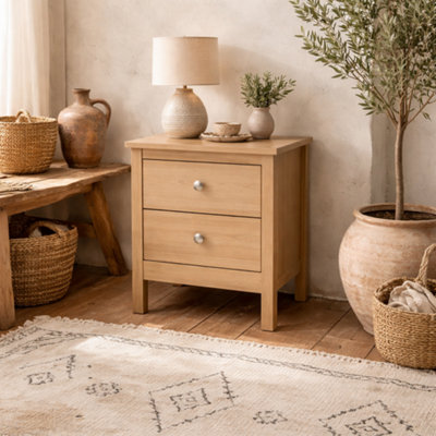 Wyld Haus Gossmere Hickory Oak Effect Bedside Table 2 Drawers from B&Q