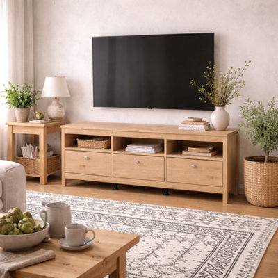Wyld Haus Gossmere Hickory Oak Effect Tv Unit With 3 Drawers from B&Q