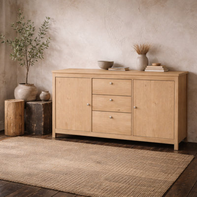 Wyld Haus Gossmere Hickory Oak Effect Sideboard 2 Doors 3 Drawers from B&Q