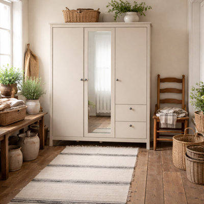 Wyld Haus Gossmere Natural Cashmere 3-Door Wardrobe With Mirror And 2 Drawers from B&Q