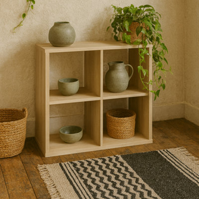 Wyld Haus Driftstone 4-Cube Bookshelf Storage UnitArtisan Oak Effect from B&Q