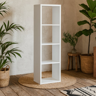 Wyld Haus Shanghai Matt White 4-Cube Storage Unit 4 ShelvesFreestanding Bookcase from B&Q