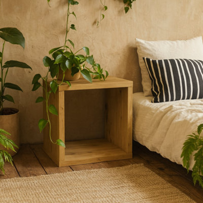 Wyld Haus Shanghai Oak-Effect Cube Storage Unit With 1 ShelfSmall Rustic Side Table from B&Q