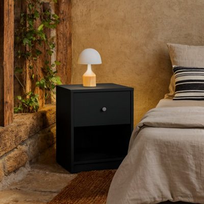 Wyld Haus Tainan Black Bedside Table 1 Drawer 1 Shelf from B&Q