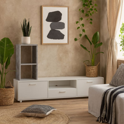 Wyld Haus Nagoya White Low Media Tv Unit2 Doors1 Drawer1 Shelf from B&Q