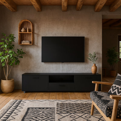 Wyld Haus Nagoya Black Low Media Tv Unit 2 Doors 1 Drawer 1 Shelf from B&Q