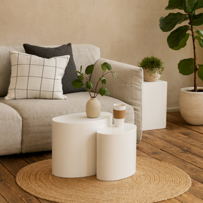 Wyld Haus Sendai Gloss White Oval Coffee Table Set from B&Q