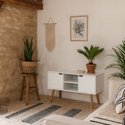 B&Q -  Tokyo White Sideboard2 Doors 2 ShelvesOak Base