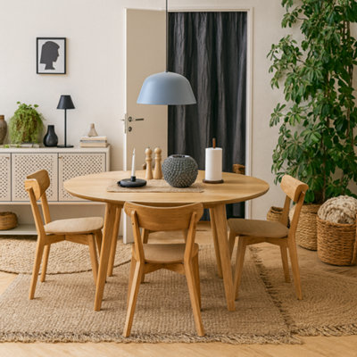 Wyld Haus Krakow 5-Piece Round Dining Set Natural Oak Effect Table And 4 Chairs from B&Q