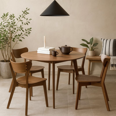 Wyld Haus Krakow 105Cm Round Dining Set With 4 Chairs Walnut Effect from B&Q