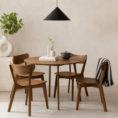 Wyld Haus Krakow 5-Piece Round Dining Set Walnut Effect Table With 4 Chairs from B&Q