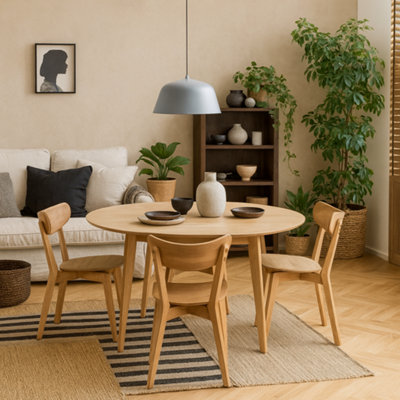 Wyld Haus Krakow 4-Seater Round Dining Set Natural Oak Effect from B&Q