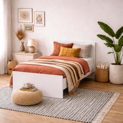 Wyld Haus Budapest 3Ft Single Gloss White Wooden Bed Frame from B&Q
