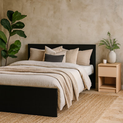Wyld Haus Budapest 4Ft6 Double Matt Black Wooden Bed Frame from B&Q