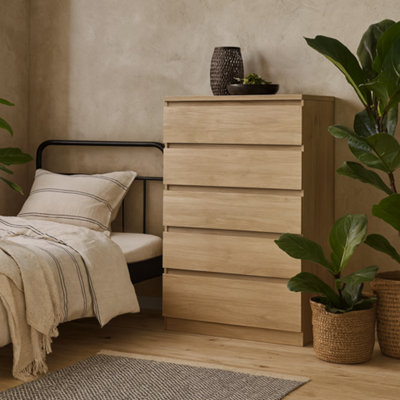Wyld Haus Budapest Tall Chest Of DrawersNatural Oak Effect5 Drawers