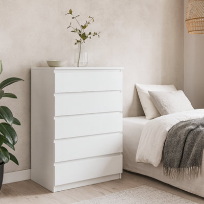 Wyld Haus Budapest Tall 5-Drawer White Gloss Chest Of Drawers from B&Q
