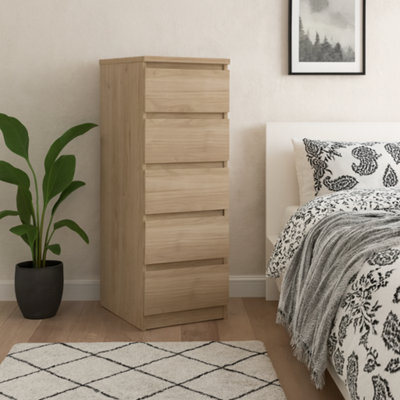 Wyld Haus Budapest Narrow Chest Of Drawers Natural Oak Effect 5 Drawers from B&Q