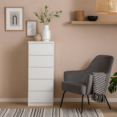 Wyld Haus Budapest 5-Drawer Narrow Gloss White Chest Of Drawers from B&Q