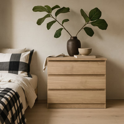 Wyld Haus Budapest 3-Drawer Chest In Natural Oak Effect