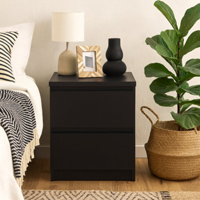 Wyld Haus Budapest Matt Black Wooden Bedside Chest 2-Drawer Compact Nightstand from B&Q