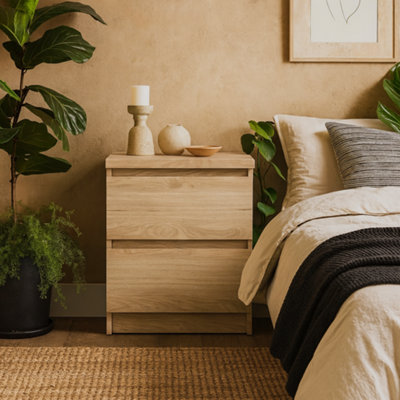 Wyld Haus Budapest Natural Oak Effect Bedside Table 2 Drawers from B&Q