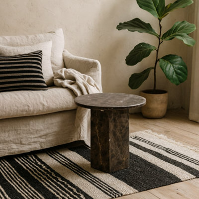 Wyld Haus Bremen Dark Brown Marble Side Table With Hexagon Base