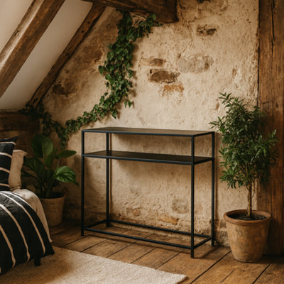Wyld Haus Graz Matte Black Metal Console Table With Open Shelf 1000X350X790mm from B&Q