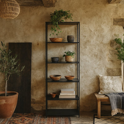Wyld Haus Graz Matt Black Tall Metal Bookcase With 5 Shelves from B&Q