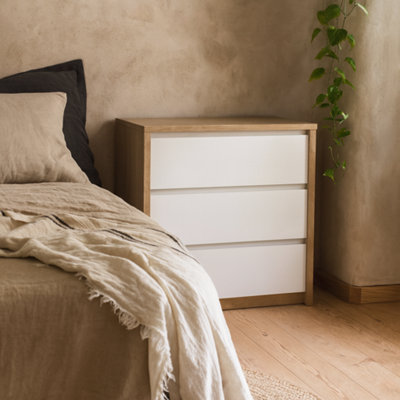 Wyld Haus Salzburg 3-Drawer Chest In White Gloss And Natural Oak Effect from B&Q