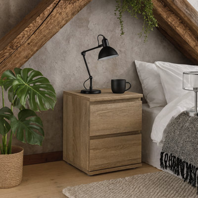 Wyld Haus Copenhagen Natural Oak-Effect 2-Drawer Bedside Table from B&Q