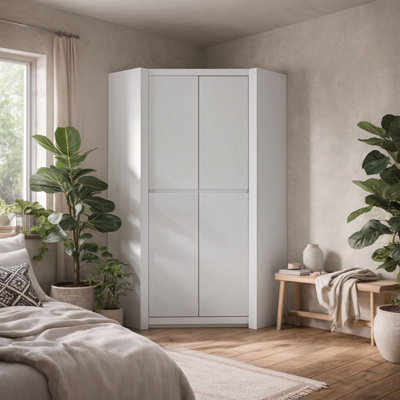 B&Q -  Vienna Alpine White Corner Wardrobe 2 Door