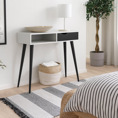 Wyld Haus Sapporo White And Matt Black Console Table 1 Drawer 1 Shelf from B&Q