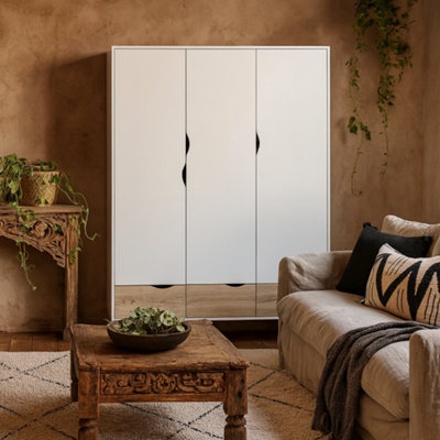 Wyld Haus Sapporo 3-Door 3-Drawer Wardrobe In White And Natural Oak Effect from B&Q