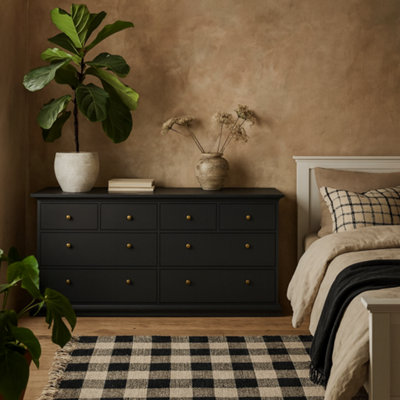 Wyld Haus Osaka Farmhouse Dark Grey Wide Wooden 8-Drawer Chest Of Drawers from B&Q