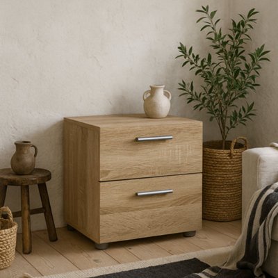 Wyld Haus Daejeon Natural Oak-Effect 2-Drawer Bedside Table from B&Q
