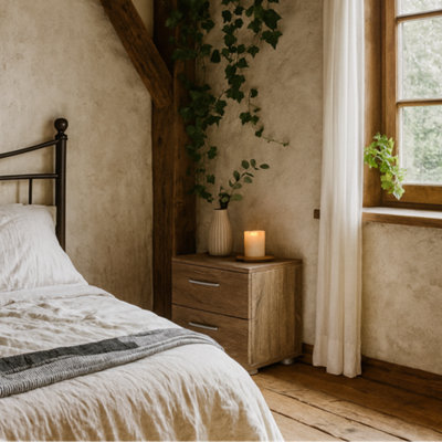 Wyld Haus Daejeon Dark Oak Effect Bedside Table 2 Drawers from B&Q