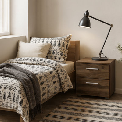 Wyld Haus Daejeon Walnut Wood-Effect Bedside Table With 2 Drawers from B&Q