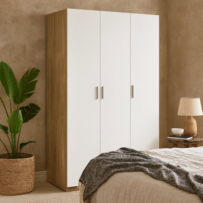 Wyld Haus Daejeon 3-Door Wardrobe In White And Natural Oak Effect from B&Q