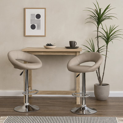 Wyld Haus Jorah Set Of 2 Light Grey Swivel Bar Stools Open Back Adjustable Height from B&Q