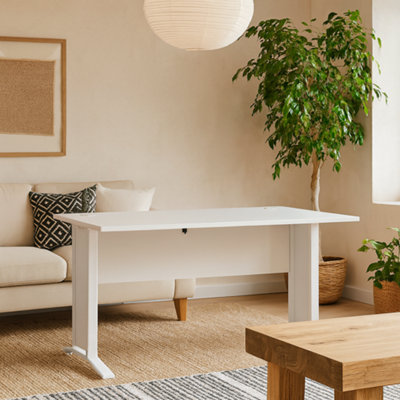 Wyld Haus Dris White 150Cm Office Desk ByMinimalist Danish Wooden Desk from B&Q