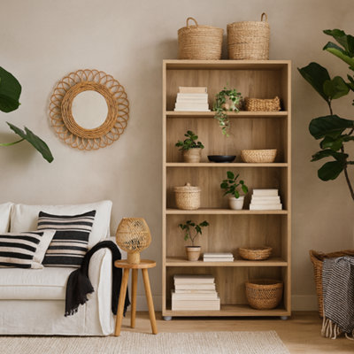 Wyld Haus Dris Natural Oak-Effect 4-Shelf Freestanding Bookcase from B&Q