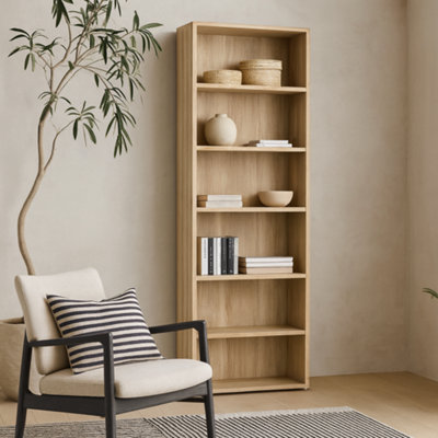 Wyld Haus Dris Oak-Effect Tall Bookcase5 ShelvesNatural from B&Q