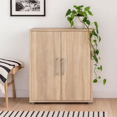 B&Q -  Prima Natural Oak Effect Bookcase2 Shelves & 2 DoorsCompact Office Storage