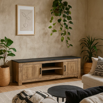 Wyld Haus Juniper 189Cm Wide 2 Door Tv Cabinet Chestnut And Matera Grey from B&Q