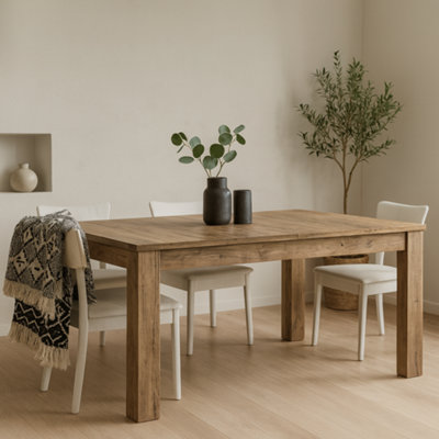 Wyld Haus Juniper Extending 6-Seater Chestnut Wood-Effect Dining Table from B&Q