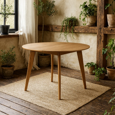 Wyld Haus Saffron Small Walnut Wood Effect Round Dining TableSeats 4105Cm