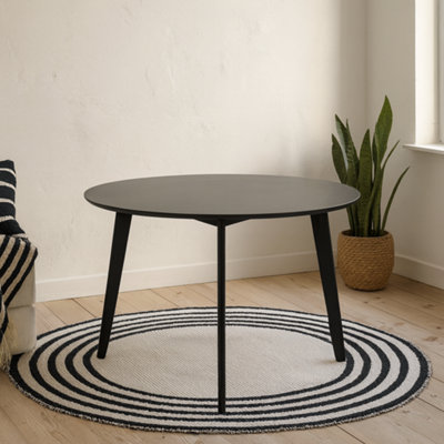 Wyld Haus Saffron Round Black Wooden Dining Table from B&Q